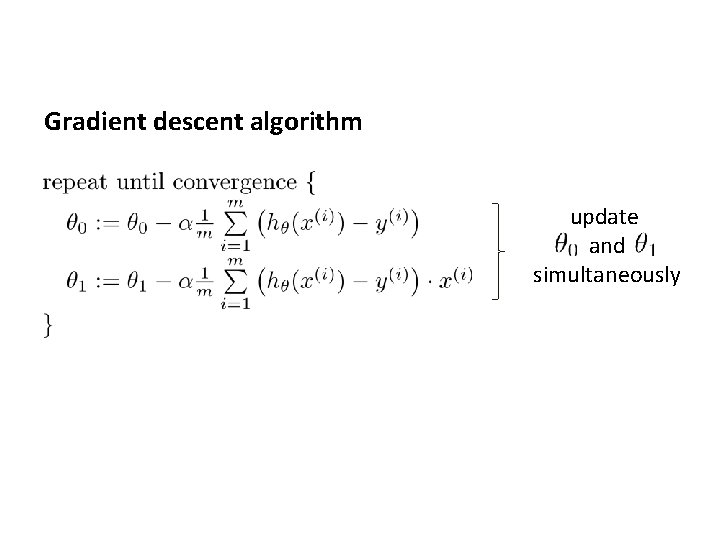 Gradient descent algorithm update and simultaneously Gradient descent algorithm update and simultaneously