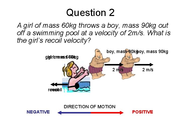 Question 2 A girl of mass 60 kg throws a boy, mass 90 kg