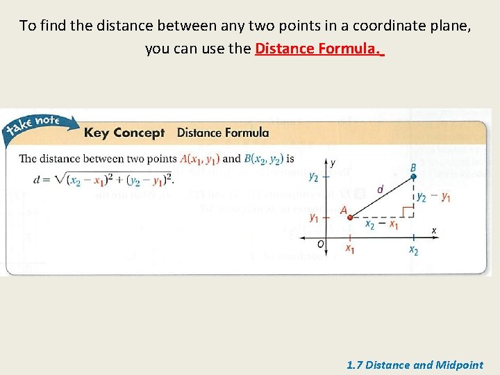 To find the distance between any two points in a coordinate plane, you can