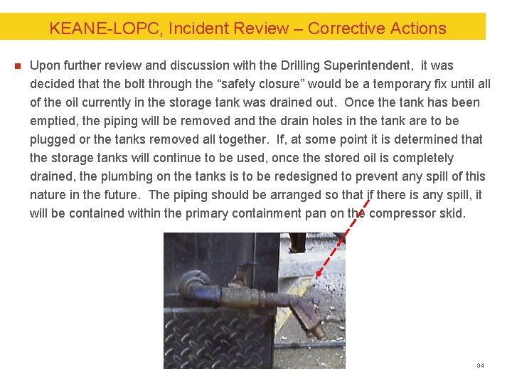 KEANE-LOPC, Incident Review – Corrective Actions n Upon further review and discussion with the KEANE-LOPC, Incident Review – Corrective Actions n Upon further review and discussion with the