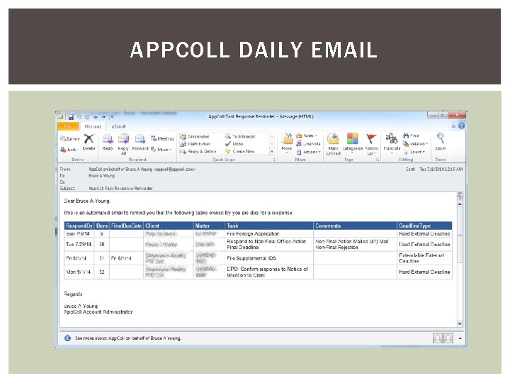 APPCOLL DAILY EMAIL 