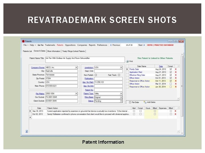 REVATRADEMARK SCREEN SHOTS Patent Information 