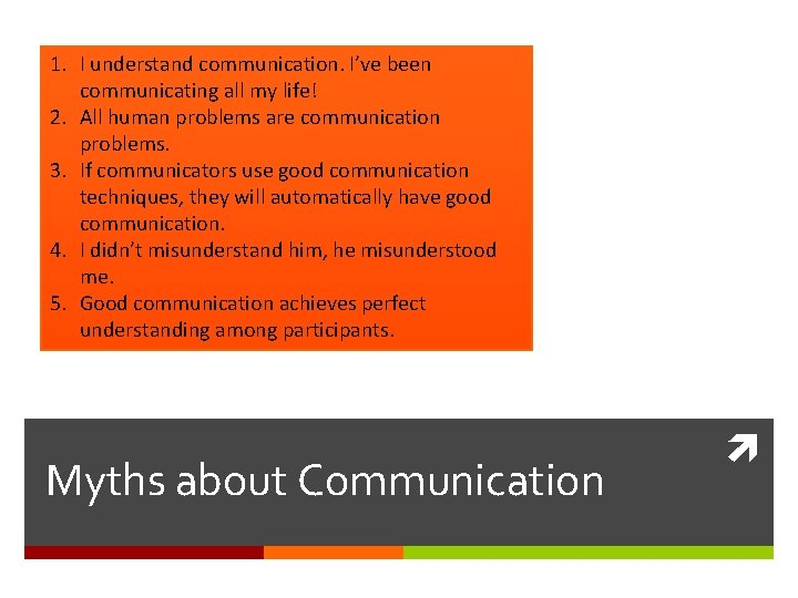 1. I understand communication. I’ve been communicating all my life! 2. All human problems