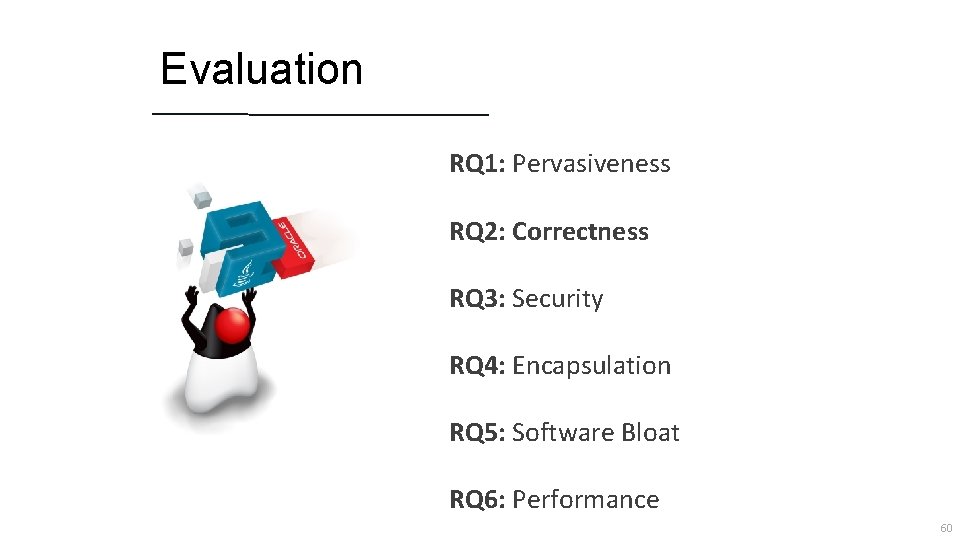 Evaluation RQ 1: Pervasiveness RQ 2: Correctness RQ 3: Security RQ 4: Encapsulation RQ