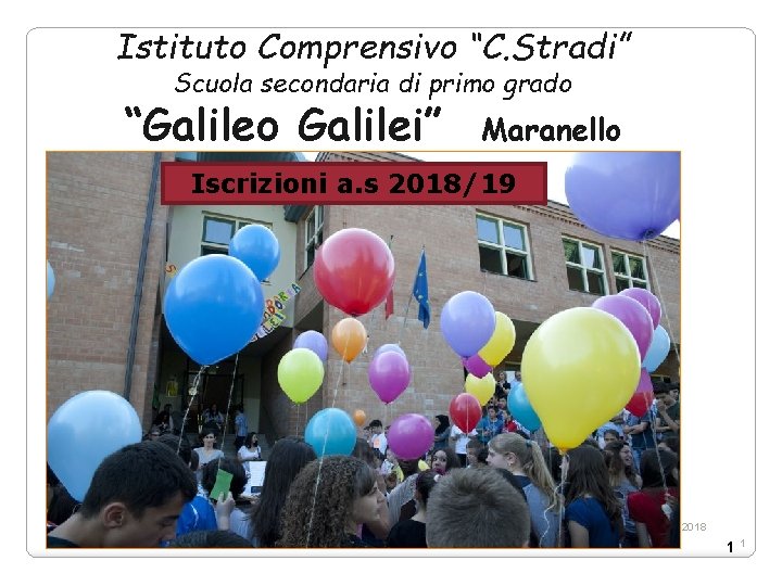Istituto Comprensivo “C. Stradi” Scuola secondaria di primo grado “Galileo Galilei” Maranello Iscrizioni a.