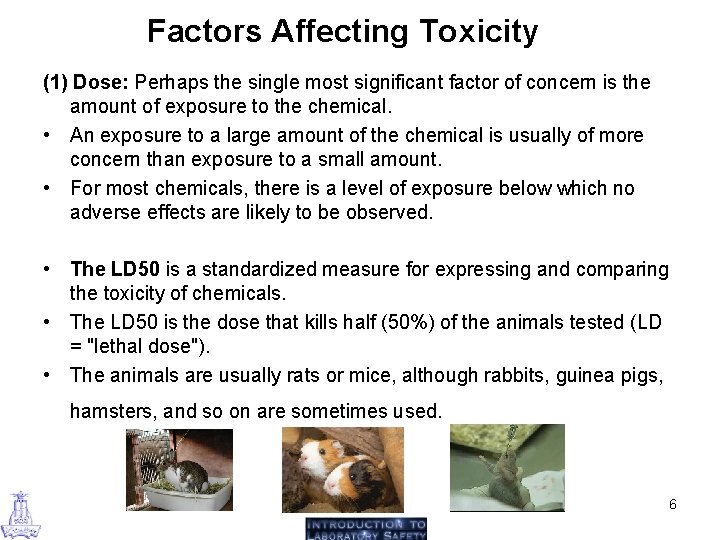Factors Affecting Toxicity (1) Dose: Perhaps the single most significant factor of concern is