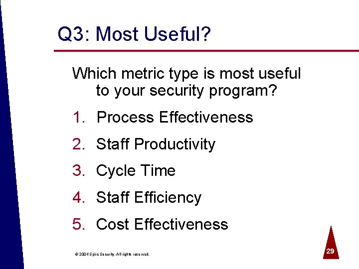 Q 3: Most Useful? Which metric type is most useful to your security program?