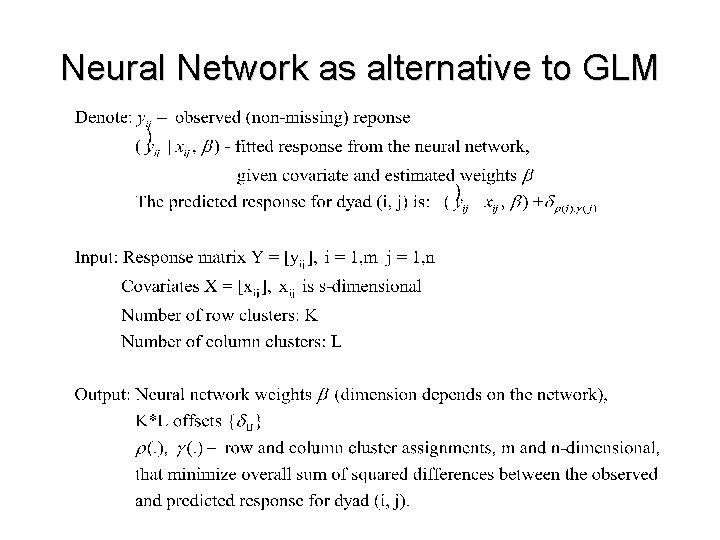 Neural Network as alternative to GLM 