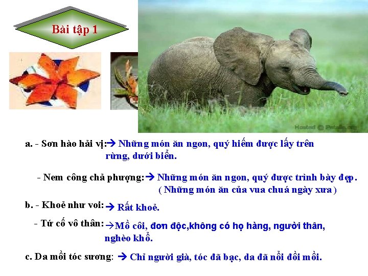 Bài tập 1 a. - Sơn hào hải vị: Những món ăn ngon, quý Bài tập 1 a. - Sơn hào hải vị: Những món ăn ngon, quý