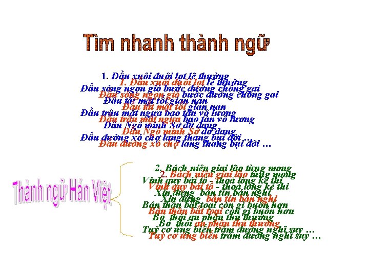 1. Đầu xuôi đuôi lọt lẽ thường Đầu sóng ngọn gió bước đường chông 1. Đầu xuôi đuôi lọt lẽ thường Đầu sóng ngọn gió bước đường chông