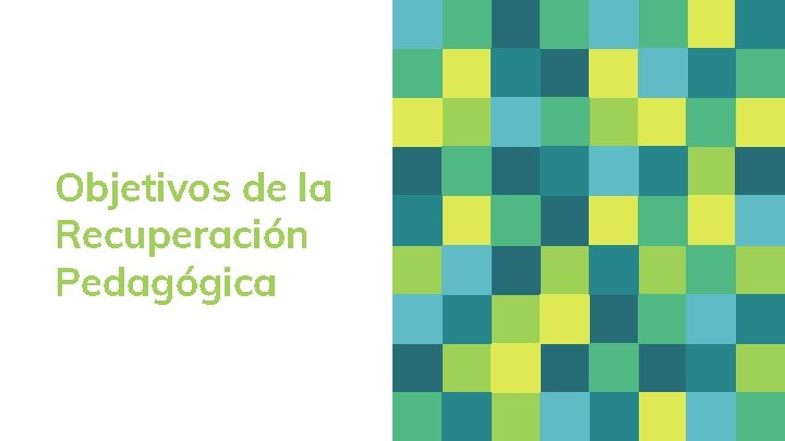 Objetivos de la Recuperación Pedagógica 