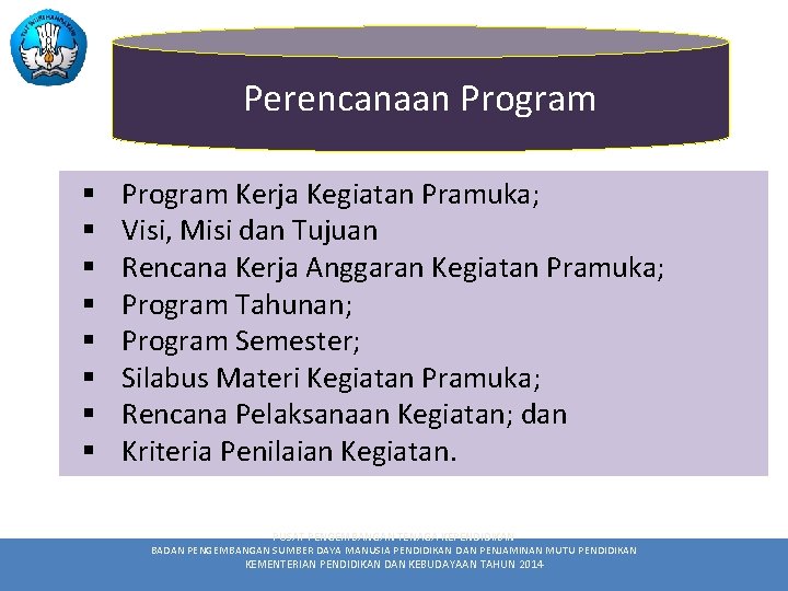 Perencanaan Program § § § § Program Kerja Kegiatan Pramuka; Visi, Misi dan Tujuan