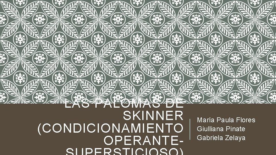 LAS PALOMAS DE SKINNER (CONDICIONAMIENTO OPERANTE- María Paula Flores Giulliana Pinate Gabriela Zelaya 