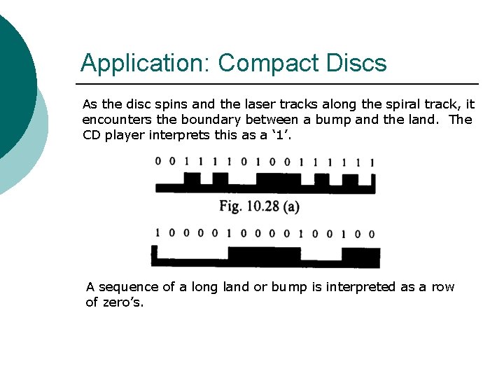 Application: Compact Discs As the disc spins and the laser tracks along the spiral Application: Compact Discs As the disc spins and the laser tracks along the spiral