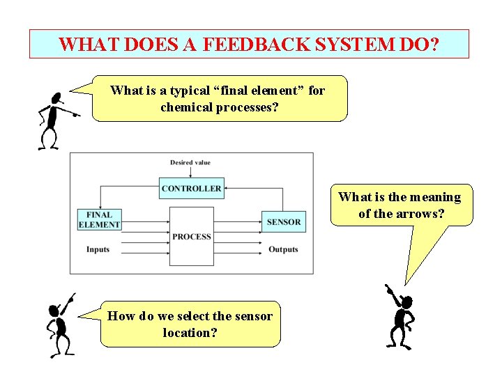 WHAT DOES A FEEDBACK SYSTEM DO? What is a typical “final element” for chemical