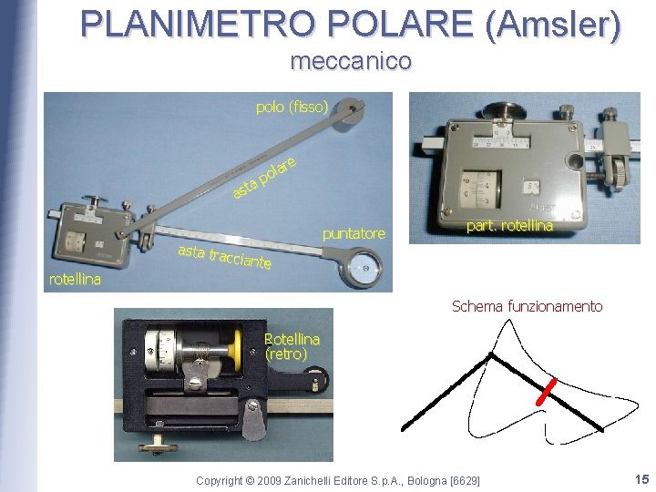 PLANIMETRO POLARE (Amsler) meccanico polo (fisso) a ast rotellina re a l po asta