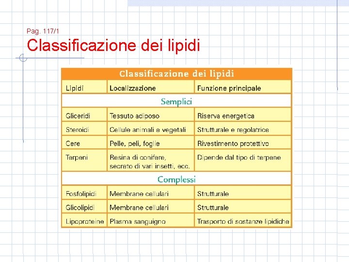 Pag. 117/1 Classificazione dei lipidi 