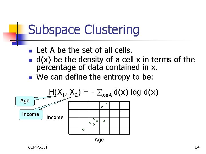 Subspace Clustering n n n Age Let A be the set of all cells. Subspace Clustering n n n Age Let A be the set of all cells.