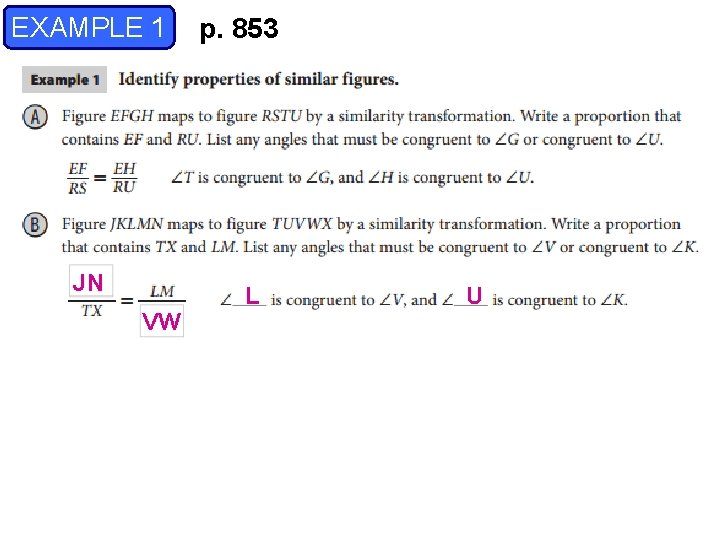 EXAMPLE 1 JN VW p. 853 L U 