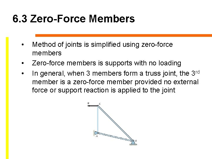 6. 3 Zero-Force Members • • • Method of joints is simplified using zero-force