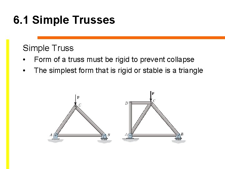 6. 1 Simple Trusses Simple Truss • • Form of a truss must be