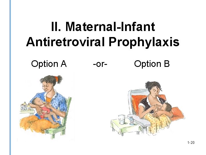 II. Maternal-Infant Antiretroviral Prophylaxis Option A -or- Option B 1 -20 