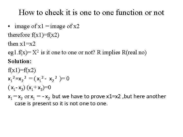 How to check it is one to one function or not • image of