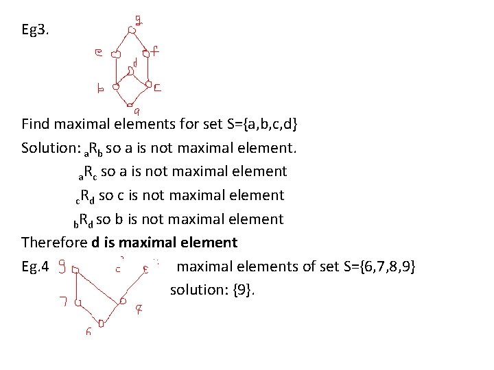 Eg 3. Find maximal elements for set S={a, b, c, d} Solution: a. Rb