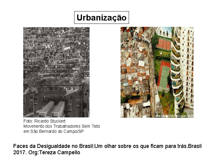 Urbanização Foto: Ricardo Stuckert Movimento dos Trabalhadores Sem Teto em São Bernardo do Campo/SP