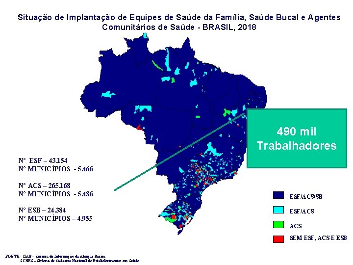 Situação de Implantação de Equipes de Saúde da Família, Saúde Bucal e Agentes Comunitários