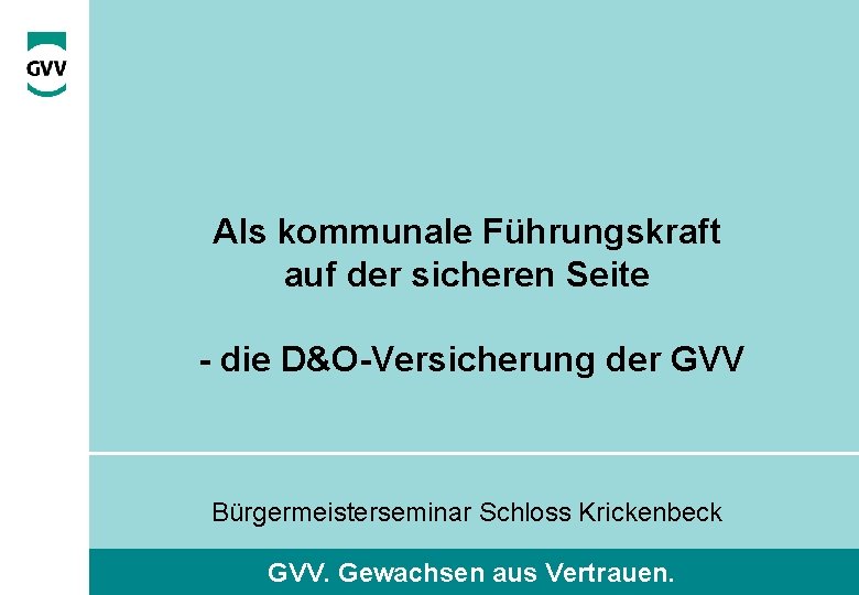 Als kommunale Führungskraft auf der sicheren Seite perfact training - die D&O-Versicherung der GVV