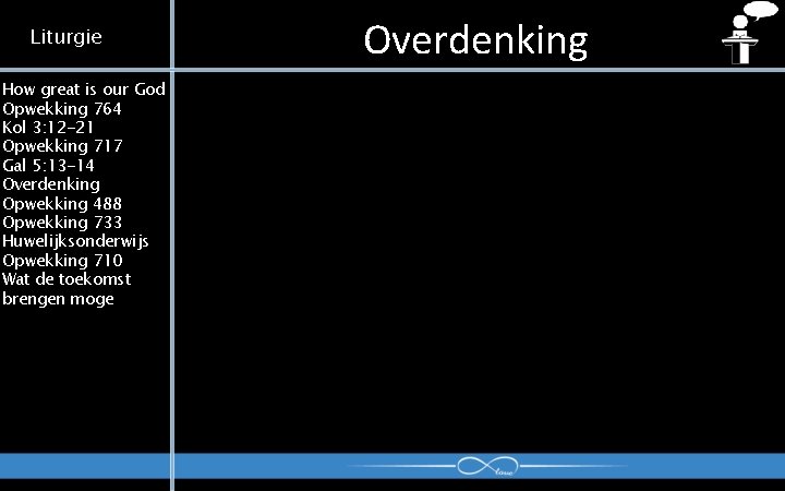 Liturgie How great is our God Opwekking 764 Kol 3: 12 -21 Opwekking 717