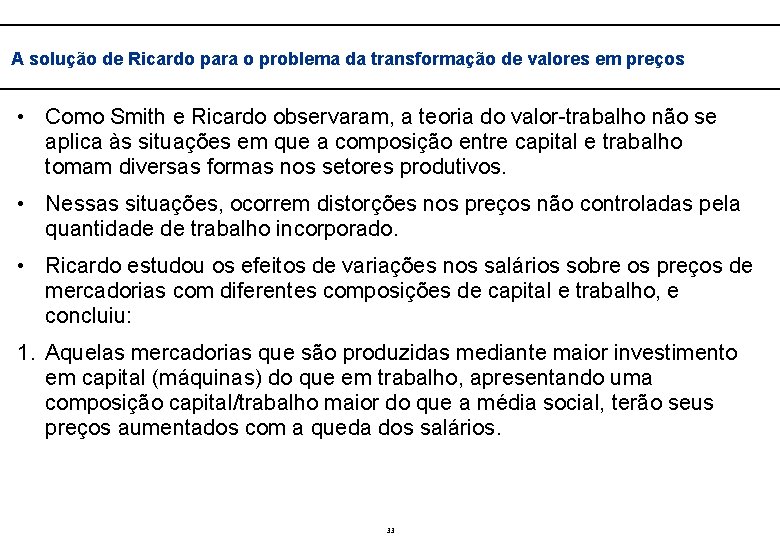  A solução de Ricardo para o problema da transformação de valores em preços
