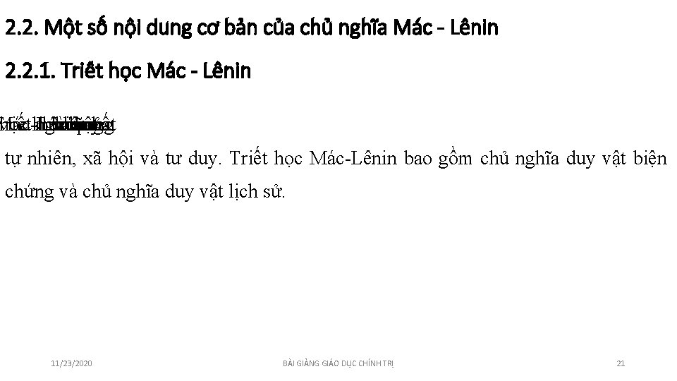 2. 2. Một số nô i dung cơ bản của chủ nghĩa Mác -