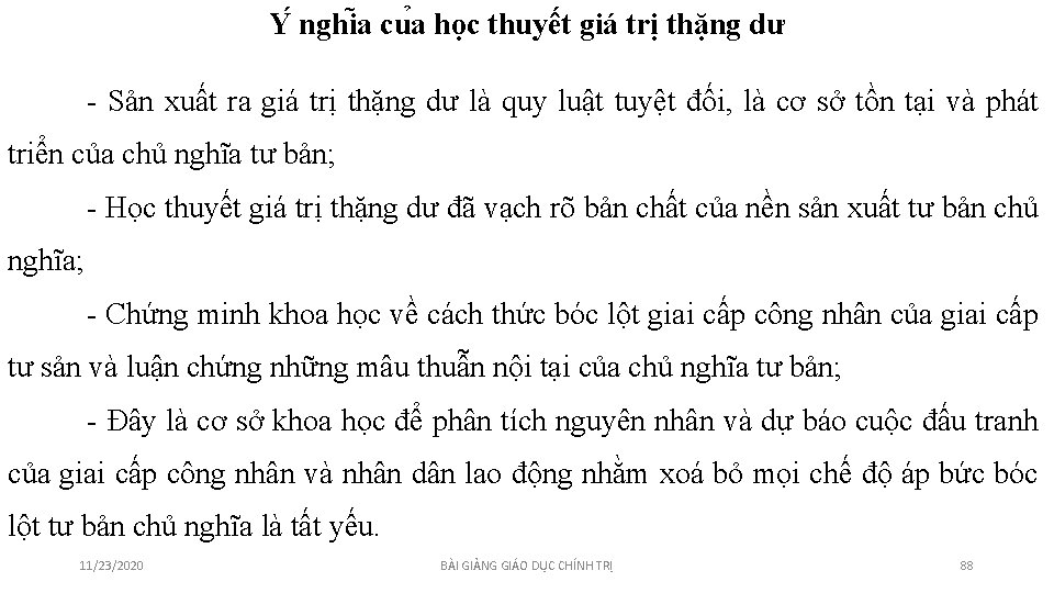 Y nghi a cu a học thuyết giá trị thặng dư - Sản xuất