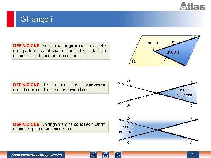 Gli angoli DEFINIZIONE. Si chiama angolo ciascuna delle due parti in cui il piano