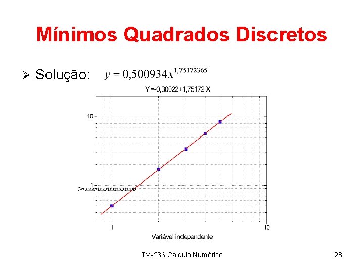 Mínimos Quadrados Discretos Ø Solução: TM-236 Cálculo Numérico 28 