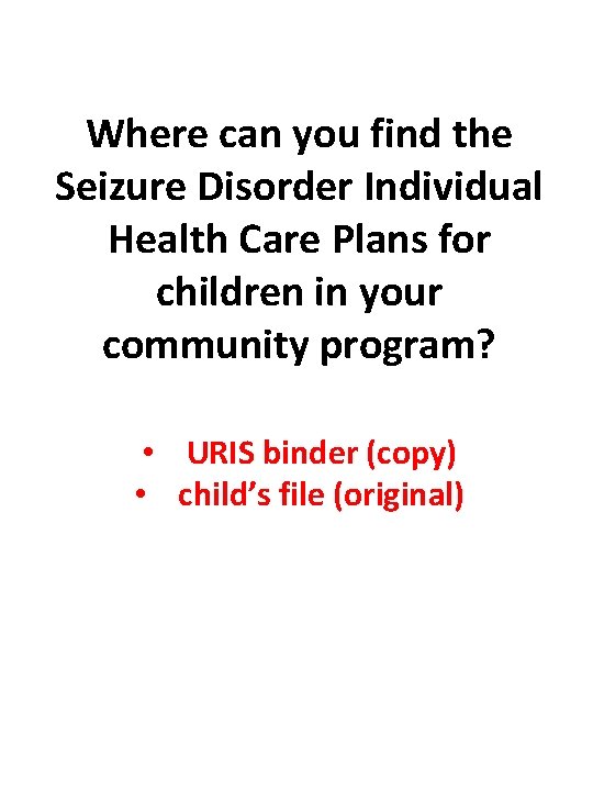 Where can you find the Seizure Disorder Individual Health Care Plans for children in