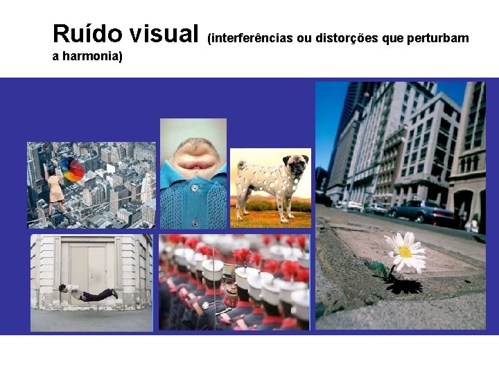 Ruído visual (interferências ou distorções que perturbam a harmonia) 