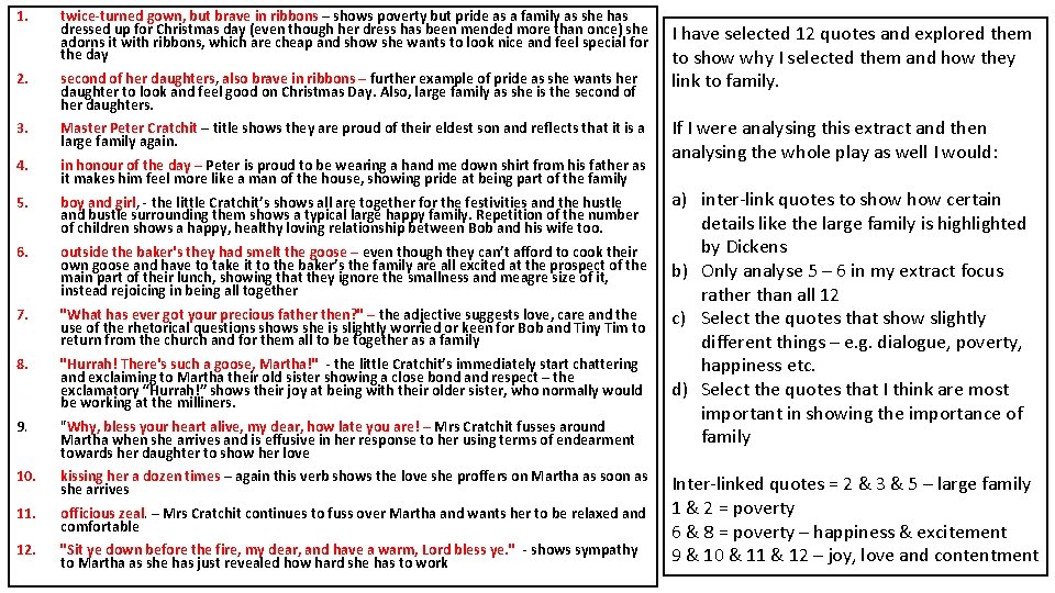 1. twice-turned gown, but brave in ribbons – shows poverty but pride as a