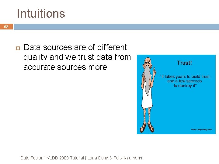 Intuitions 52 Data sources are of different quality and we trust data from accurate Intuitions 52 Data sources are of different quality and we trust data from accurate