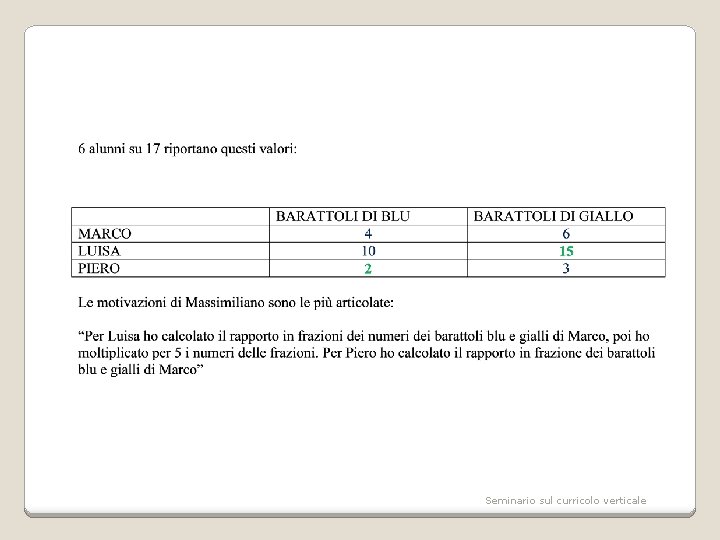 Seminario sul curricolo verticale 