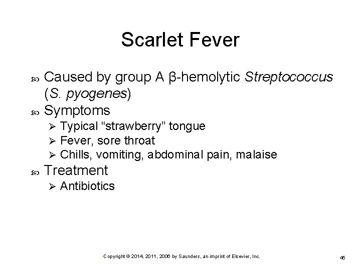 Scarlet Fever Caused by group A β-hemolytic Streptococcus (S. pyogenes) Symptoms Ø Ø Ø