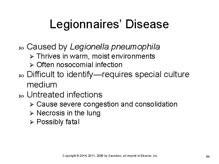 Legionnaires’ Disease Caused by Legionella pneumophila Ø Ø Thrives in warm, moist environments Often
