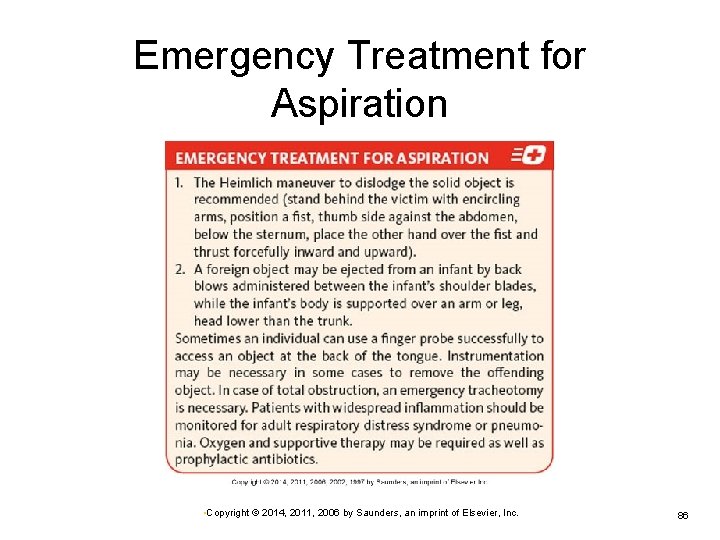 Emergency Treatment for Aspiration • Copyright © 2014, 2011, 2006 by Saunders, an imprint