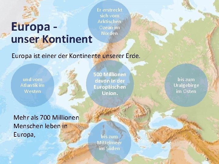 Europa - unser Kontinent Er erstreckt sich vom Arktischen Ozean im Norden Europa ist