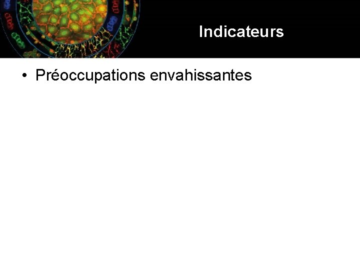 Indicateurs • Préoccupations envahissantes 