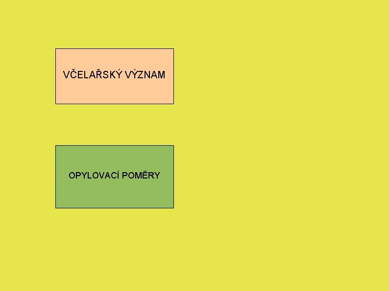 VČELAŘSKÝ VÝZNAM OPYLOVACÍ POMĚRY 