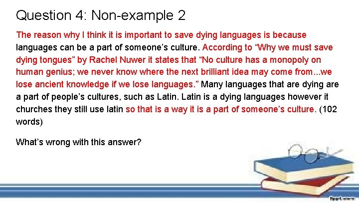 Question 4: Non-example 2 The reason why I think it is important to save