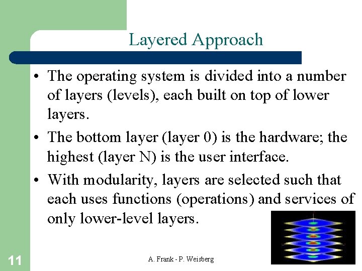 Layered Approach • The operating system is divided into a number of layers (levels),